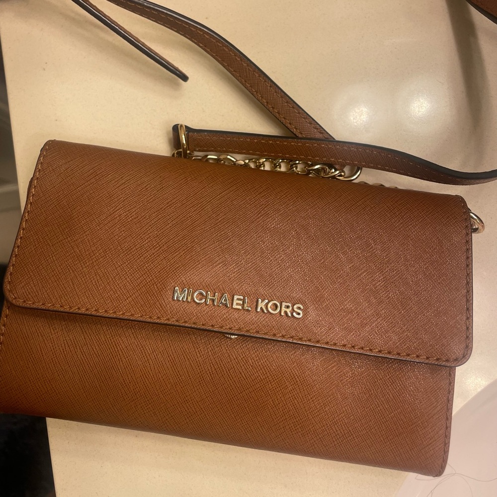 Michael Kors crossbody purse, brown color